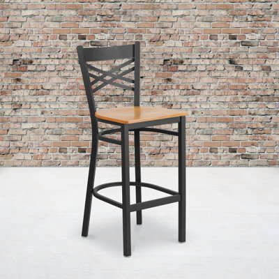 Cyrille 'X'' Back Metal Restaurant Barstool