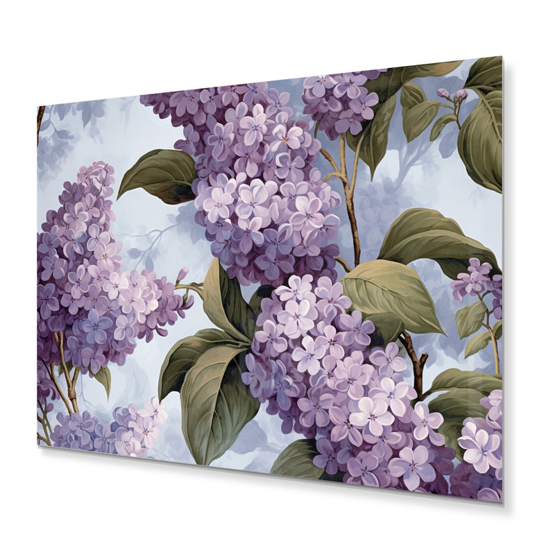 Mauve et lilas gris, fleurs parfumées III - décoration murale florale en métal, H 12 po x l 20 po
