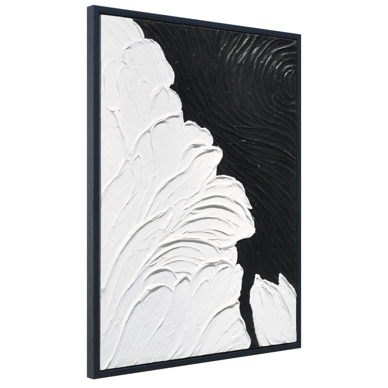 Monochrome Black and White Abstract Canvas Painting, 30" x 40"