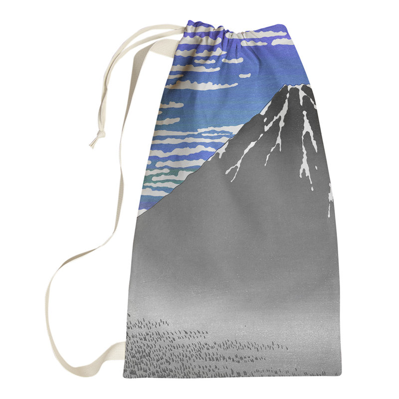 Sac à linge fin vent Katsushika Hokusai, Grand (H 76,5 po x l 29,5 po x P 1,5 po), Bleu / Mauve
