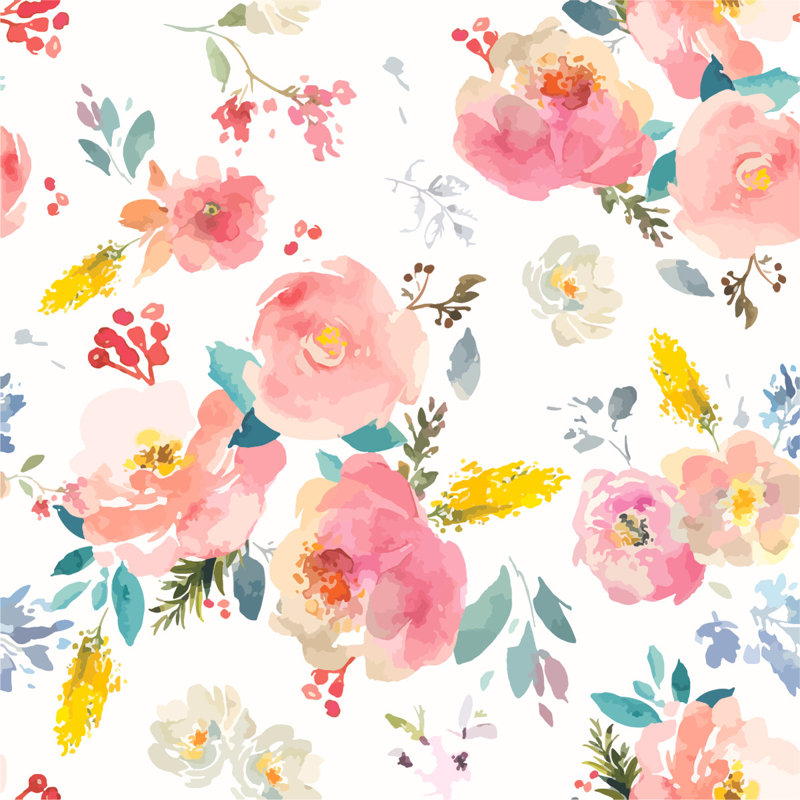 Peel & Stick Floral Wall Mural, 8.33' W x 8.33' L