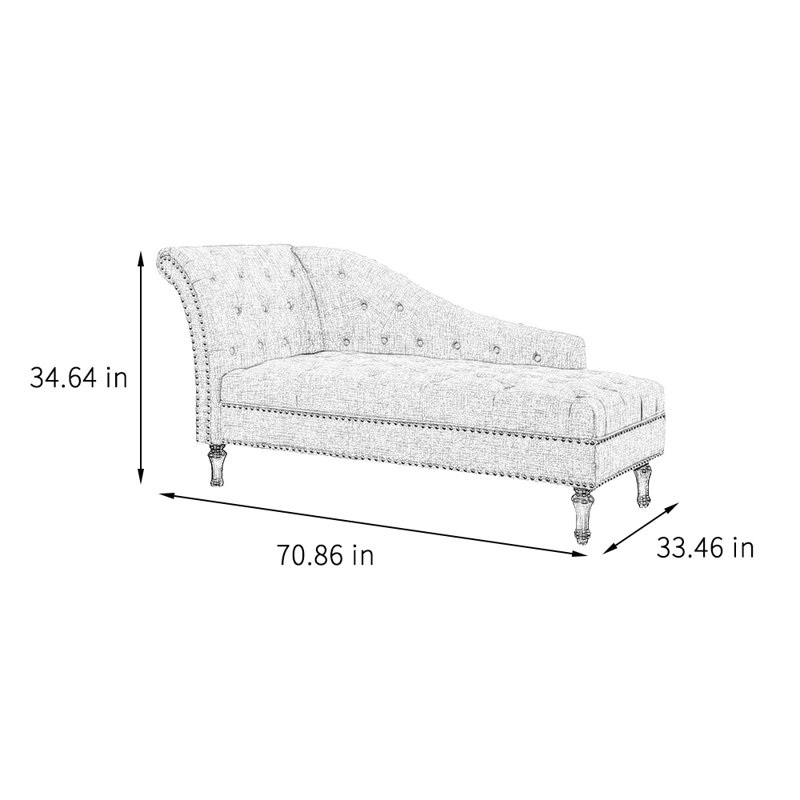 Chaise longue élégante de qualité décontractée, Noir gris, Orienté à gauche (vu de face), Brun-roux