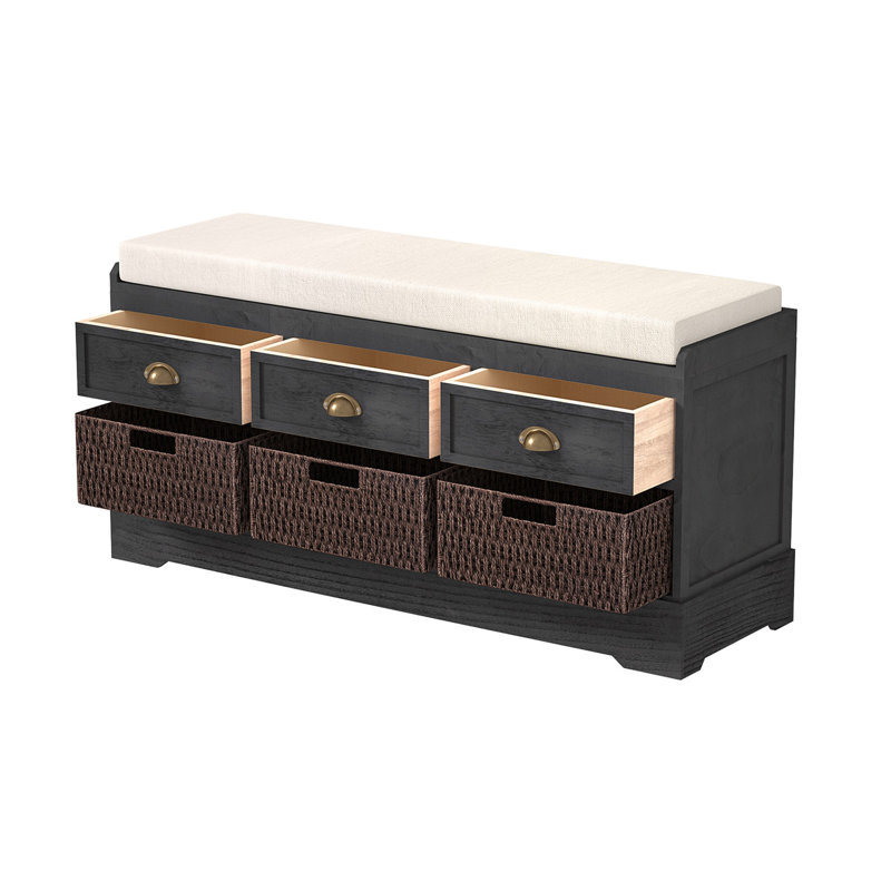 Banc de rangement avec tiroirs Maribelle, Noir