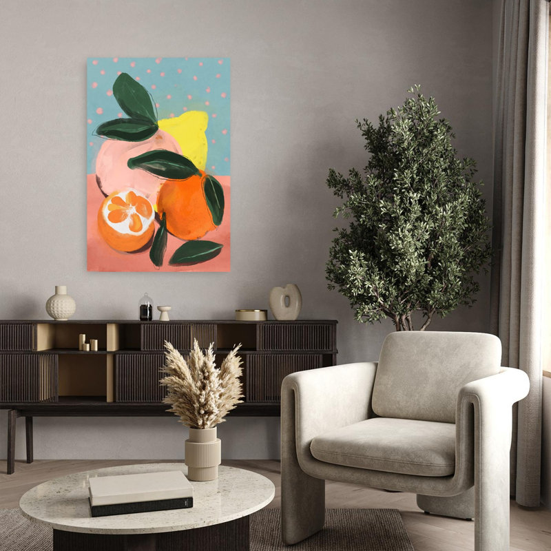 Art contemporain avec paysage abstrait ludique, H 36 po x l 24 po