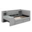 Lit de jour simple tapissier avec tiroirs, tablettes, armoires rabattables et table d'appoint-114346269
