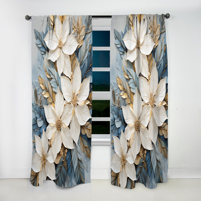 Elikapeka Poinsettias Crafted Delights I - Rideau traditionnel en velours - obscurcissant - 1 panneau