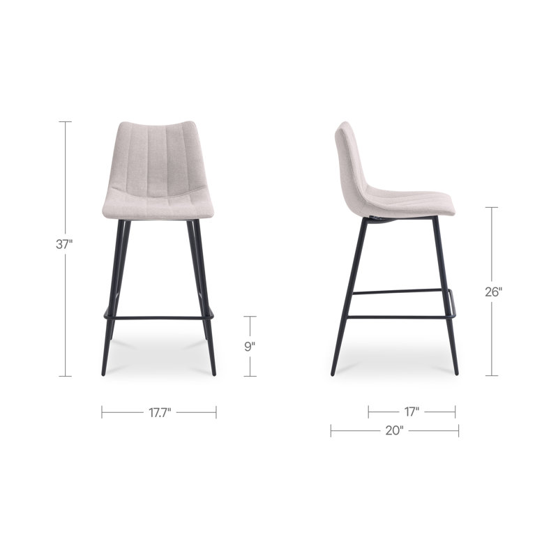 Finnigan Counter & Bar Stool, Counter Stool (26" Seat Height), Ivory/Faux Leather