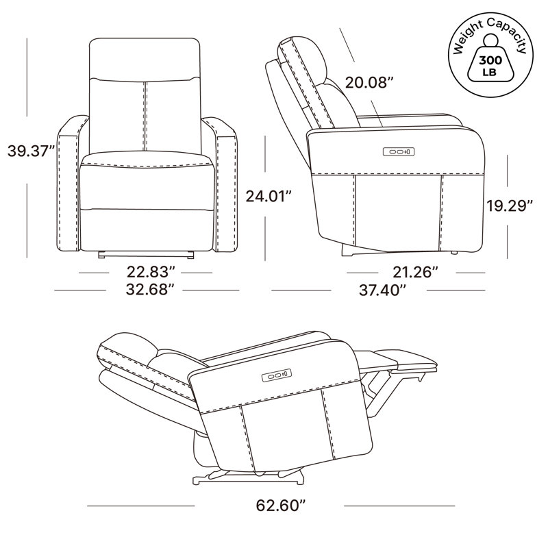 Fauteuil inclinable électrique Bex Ouzo Will en cuir véritable avec port USB (ensemble de 2), Cuir véritable crème