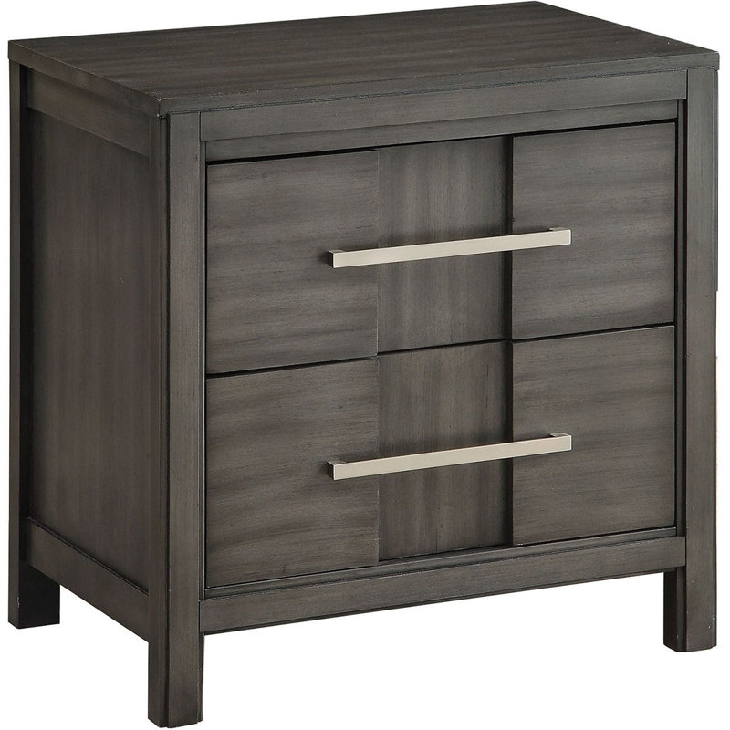 Table de chevet 2 tiroirs Apinya, Gris