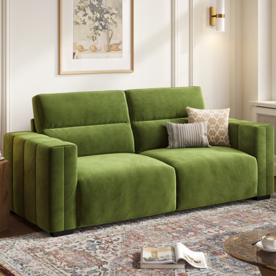 82" Velvet Square Arm Loveseat Sofa, Premium Upholstered Living Room Sofa Couch 