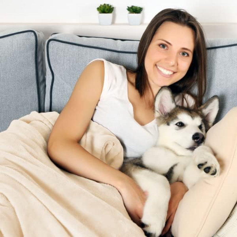 Couverture pour animaux, L 50 po x L 60 po, Crème