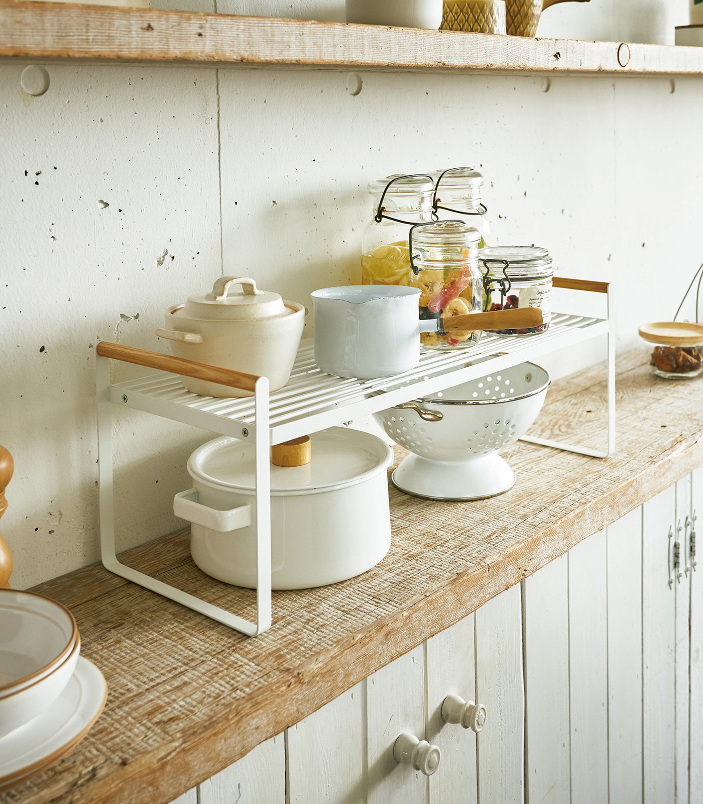 Yamazaki Home Wired Organizer Rack Kitchen Storage Shelves, Steel + Wood & Reviews Wayfair