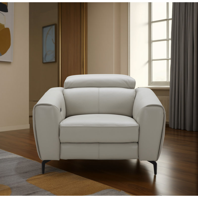 Milan Upholstered Power Recliner, Light Grey