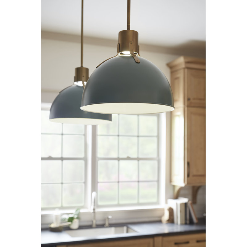 Clendon 1-Light Dimmable Metal Dome Pendant, Sage Green, Sage Green, 12.25" H x 14" W x 14" D