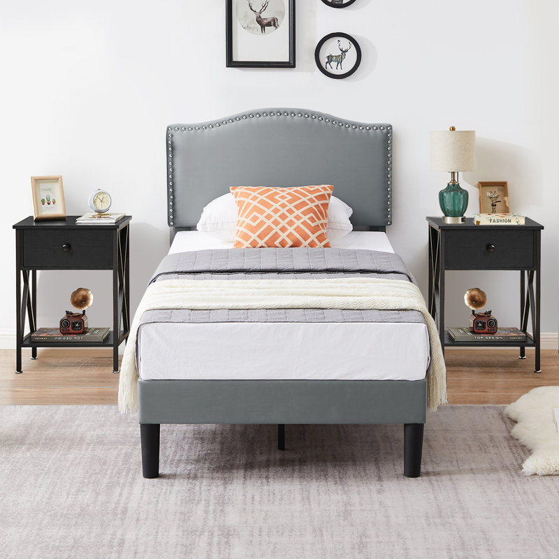 Polizzi Steel Piece Bedroom Set, Dark Gray/Black, Twin