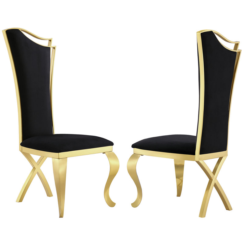 Chaise d'appoint en velours noir Hudayfi