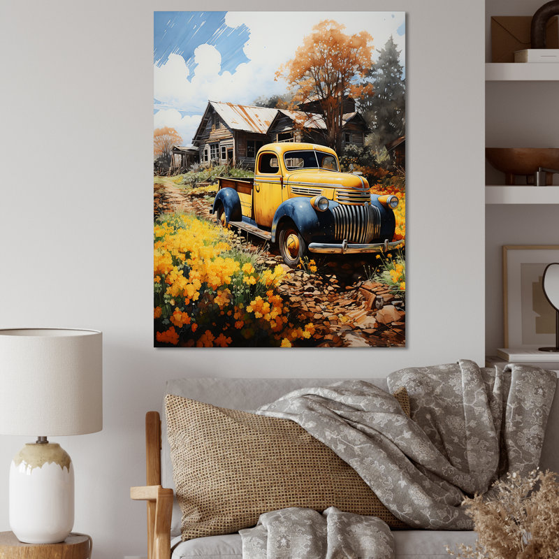 Wynde Pickup Truck Rustic Rides II - Imprimé, H 40 po x l 30 po x P 1,5 po, Toile tendue