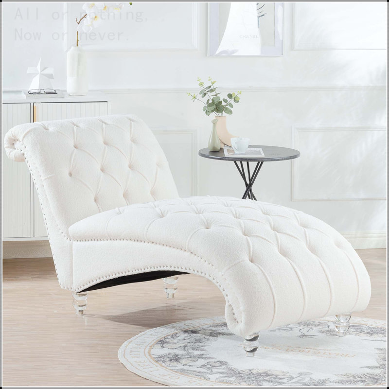 Chaise longue sans accoudoirs touffetée, White