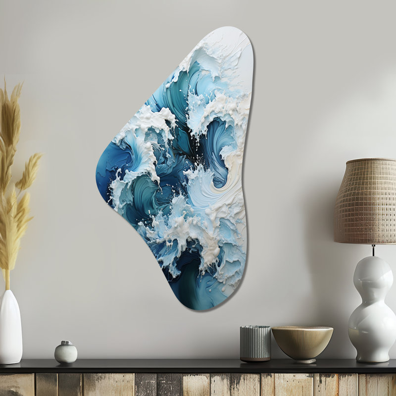 «Coastal Waves», art mural asymétrique en métal, H 39 po x l 21 po