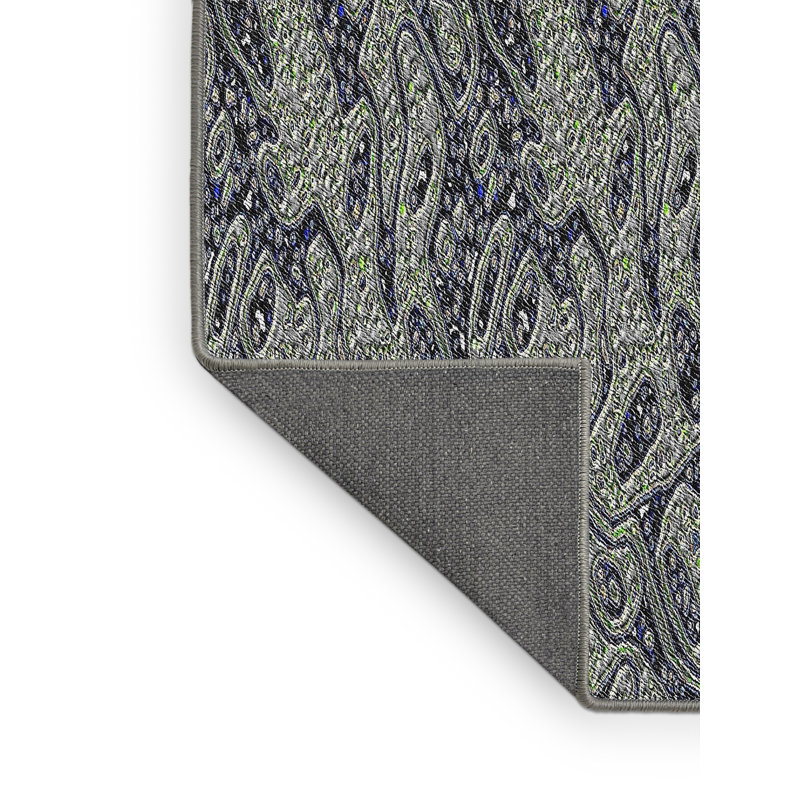 Tapis vert/bleu à motifs, Rectangle 2 pi x 5 pi