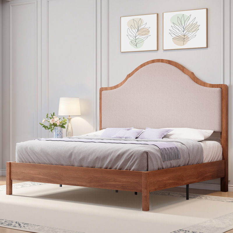 Farmhouse Solid Wood Bed Frame, Light Brown, Full 