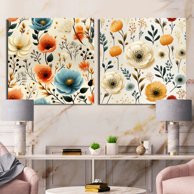 Ludivine - Ensemble de 2 collages carrés floraux