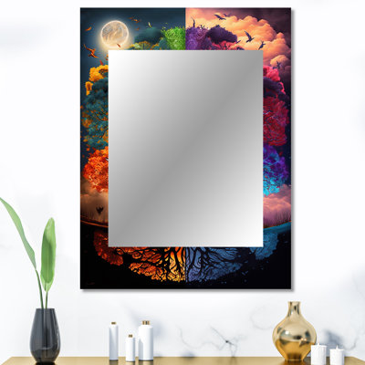 Arbre de vie, jour et nuit II - miroir mural forêt unique