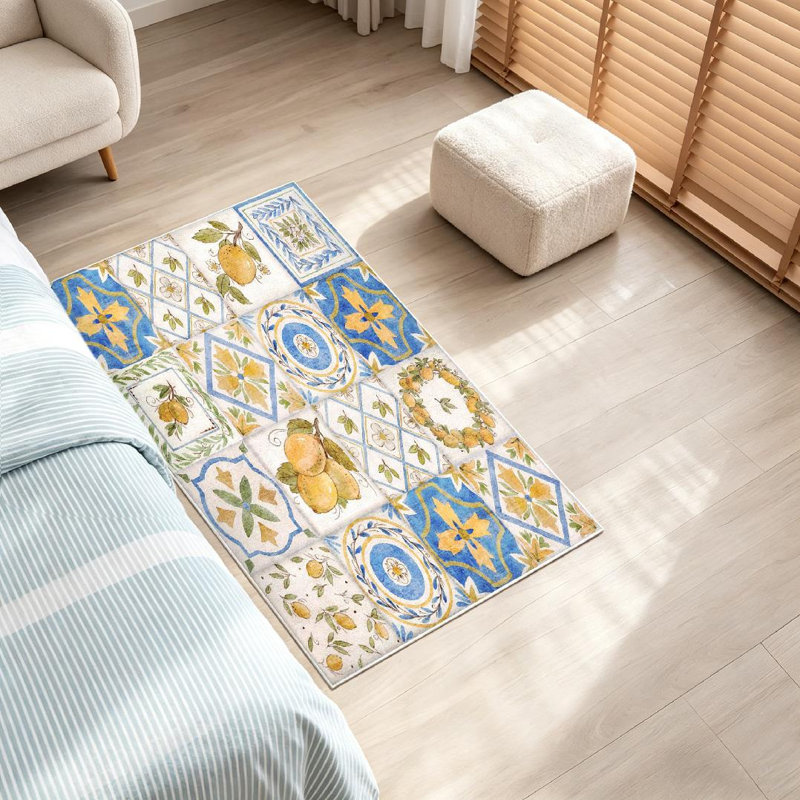 Tapis décoratif carré lavable transparent à l'aquarelle, Rectangle 32 po x 47 po