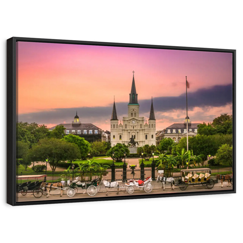 Cathédrale de la Nouvelle-Orléans, 25 po x 17 po, Cadre flottant noir