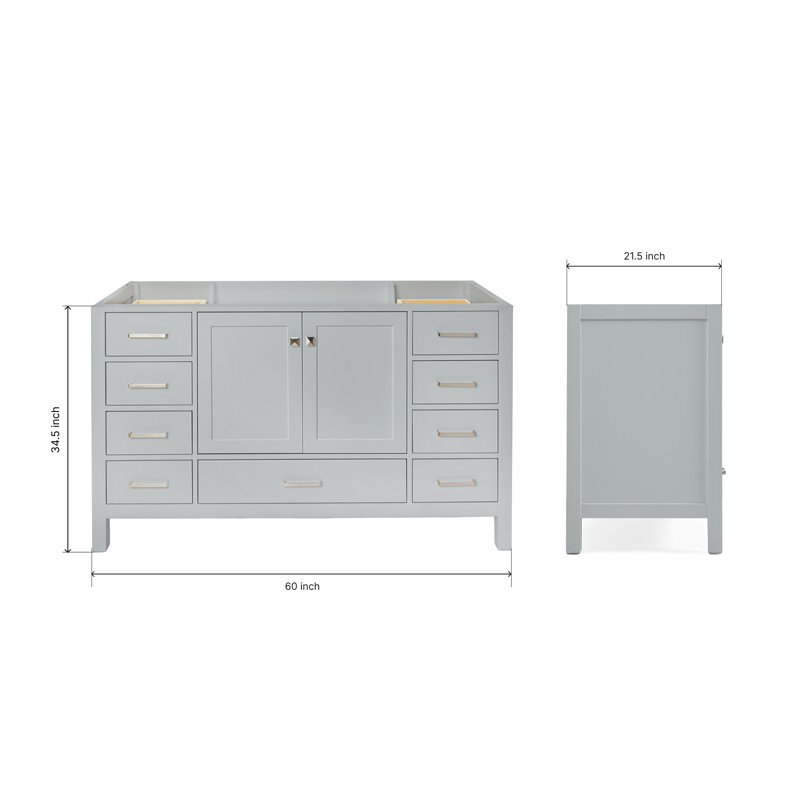 Cambridge 60'' W Single Bathroom Vanity Base, Gray, Brushed Nickel