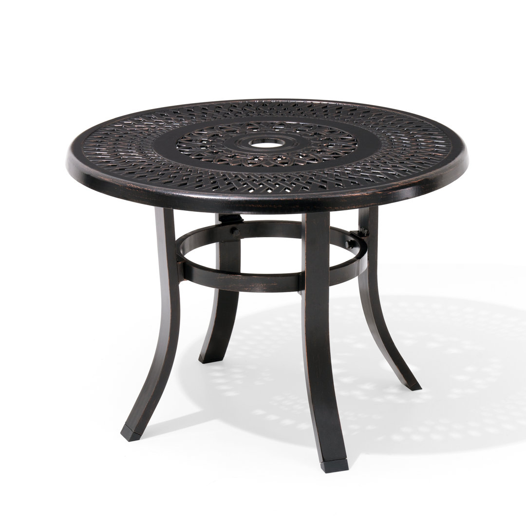 Cast Aluminum Patio Side Table Outdoor Round Anti-rust Small Table With Umbrella Hole, Coffee Bistro Table, Market Umbrella Table, 24’’diameter Alcott Hill®