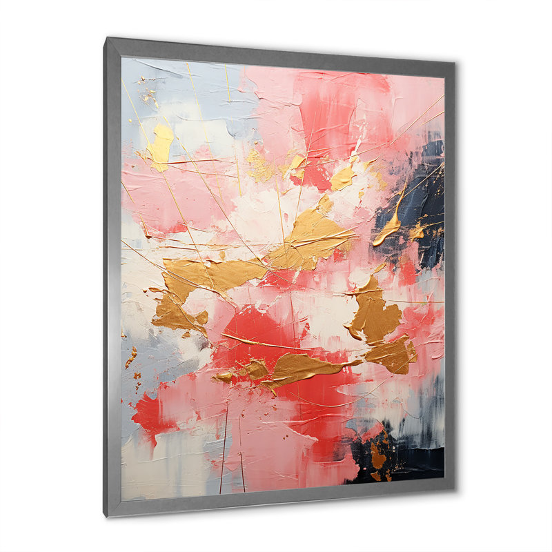 Dépliant abstrait peu familier - peinture abstraite, art mural sur toile, Cadre simple argenté, H 44 po x l 34 po x P 1,5 po