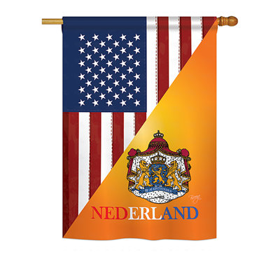 40 x 28 po american néerlandais amitié en polyester à 2 côtés. drapeau de jardin