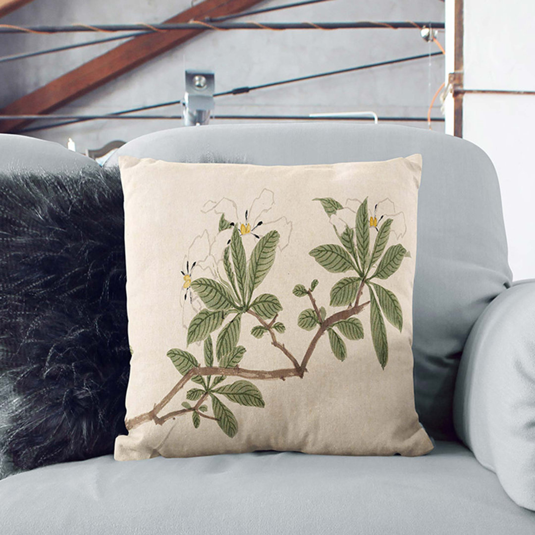 Flowers of the Four Seasons Vol.3 by Shen Zhou Cushion with Filling