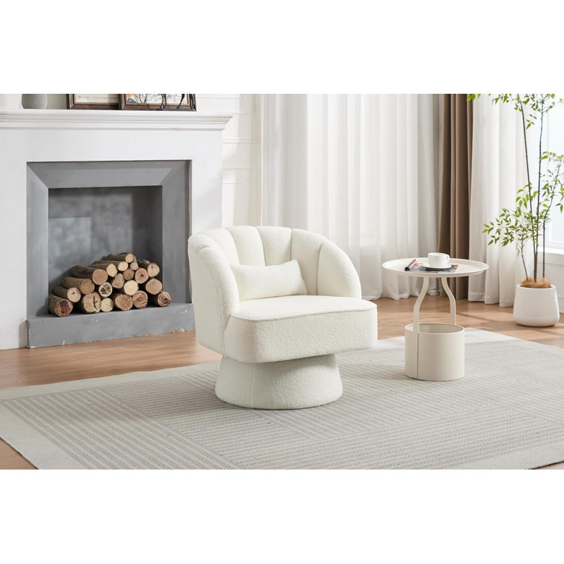 Fauteuil demi-tonneau pivotant Modern, Peluche beige
