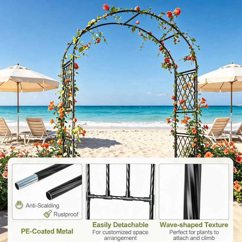 Tonnelle de jardin en métal robuste PE +, treillis en arche résistant aux intempéries pour plantes grimpantes H 86,6 po x l 59 po, arche décorative pour mariage et événement, cadre en fer robuste pour patio, pelouse, sentier.