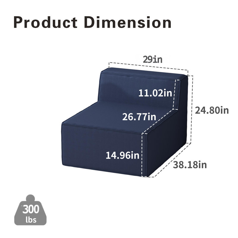 38" Luxury Armless Module Sofa Chair For Living Room, Comfy Cloud, No Assembly Required, Modern Modular Sofa With Deep Seat, Upholstered Plush Couches