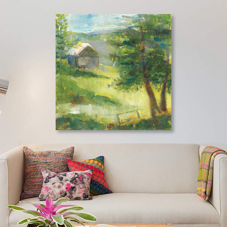 « gray grange », reproduction sur toile, H 37 po x l 37 po x P 1,5 po