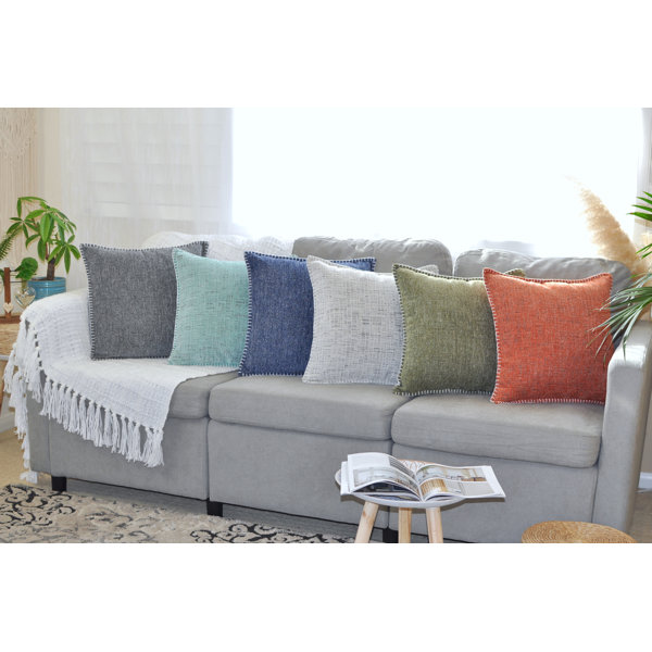 Gracie Oaks Soft Chenille Throw Pillow Covers With Stitched Edge ...