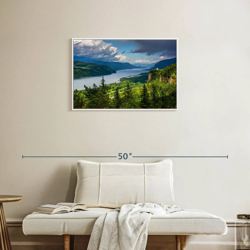 Columbia River Gorge View, Cadre flottant blanc, 31 po x 21 po