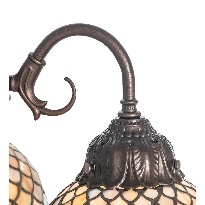 Meyda Tiffany & Stained Glass Arched Table Lamp, Jade Purple, 23" H x 17" W x 17" D
