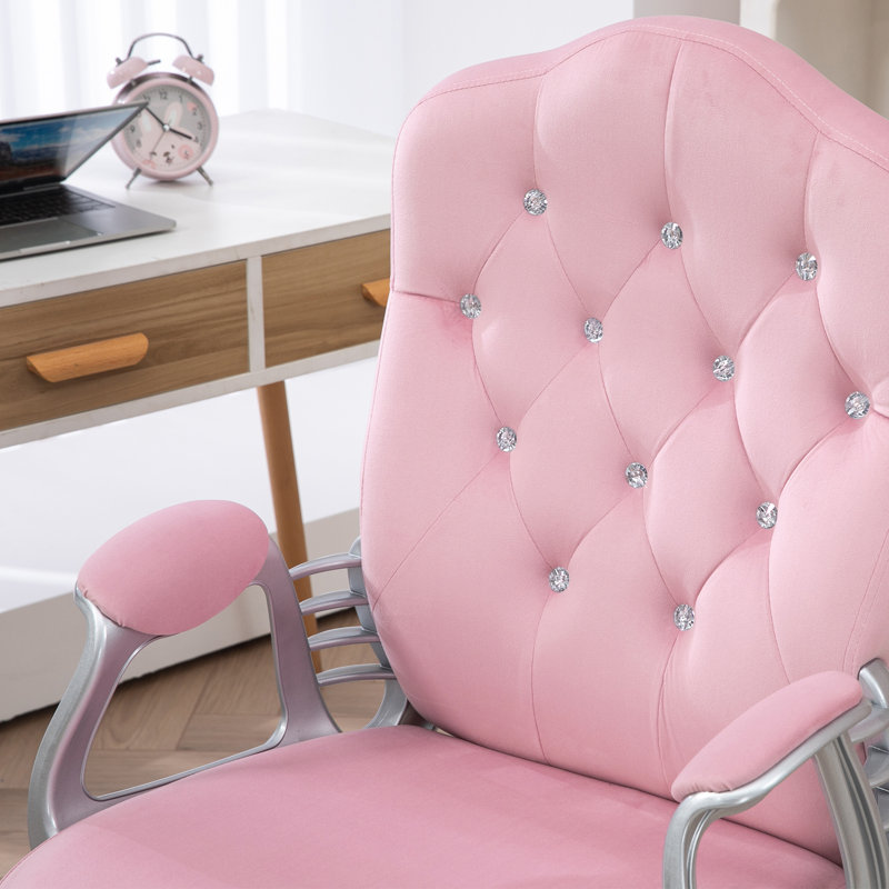 Dillan Desk Chair PU Leather Office Chair Adjustable Height, Pink