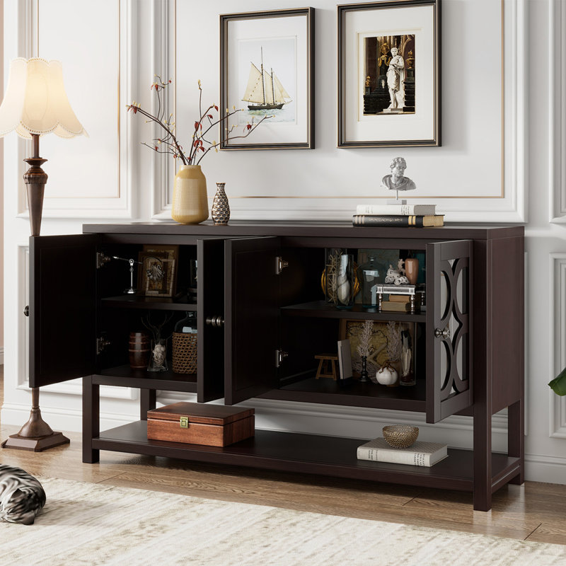 Sideboard,Buffet table,Dining cabinet,Office credenza with open shelf, Espresso