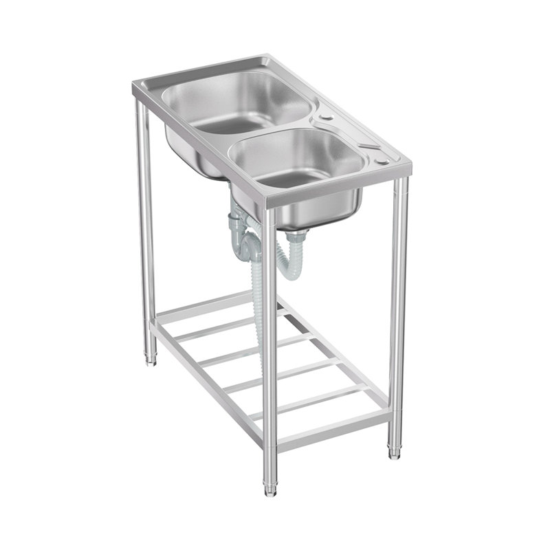Belfry Kitchen Aquashicola W Double Bowl Stainless Steel Freestanding Kitchen Sink, 405 cm W x 850 cm H