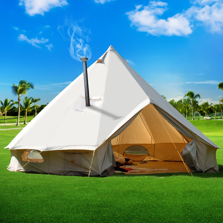 Tent Canvas Mongolian Yurt Tent Double Layers Teepee Tent Outdoor Camping Family Tent