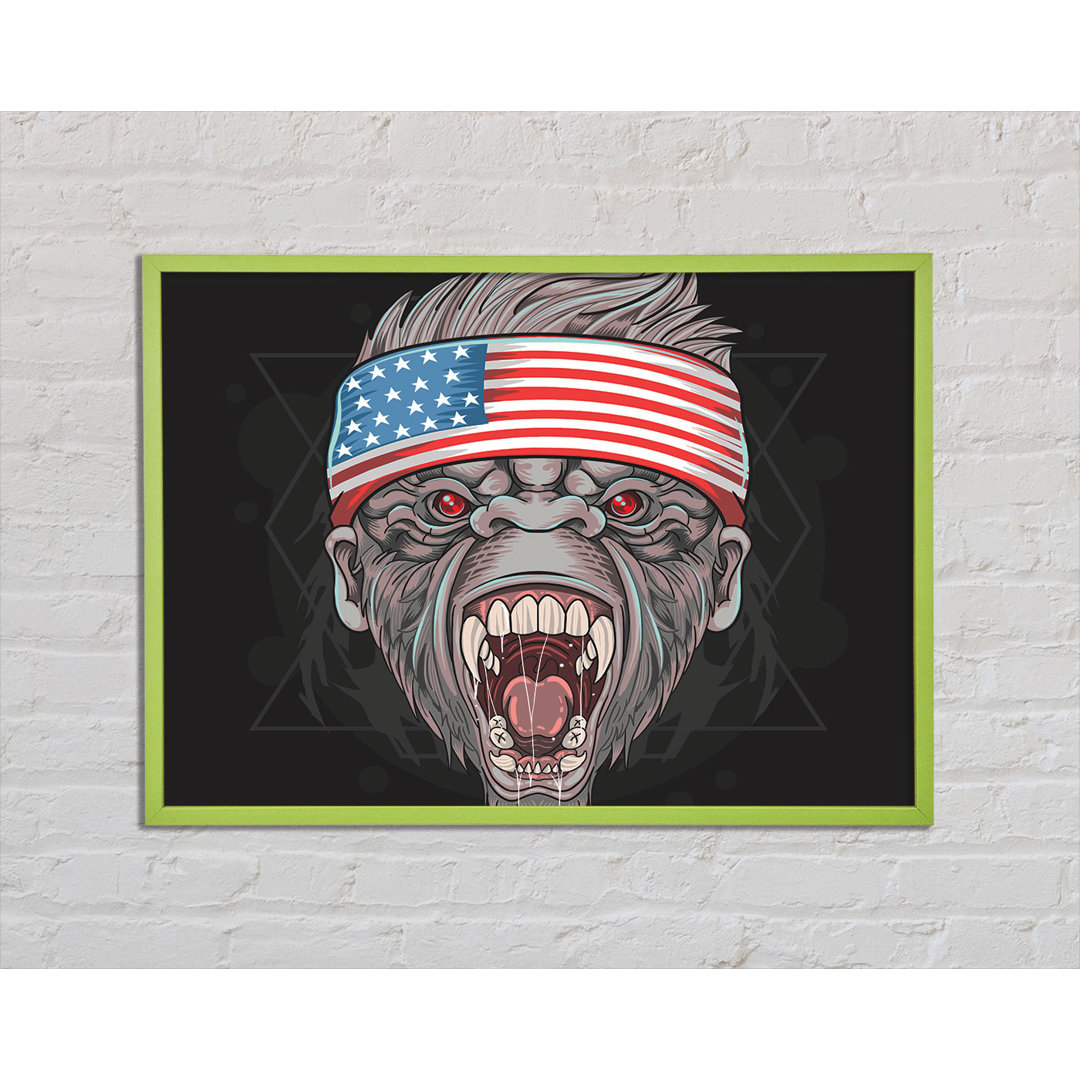 Arthos Angry Gorilla American Flag - Einzelbildrahmen Kunstdrucke