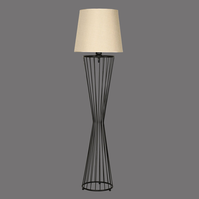 Colletta 165Cm Black Coulmn Floor Lamp, Beige