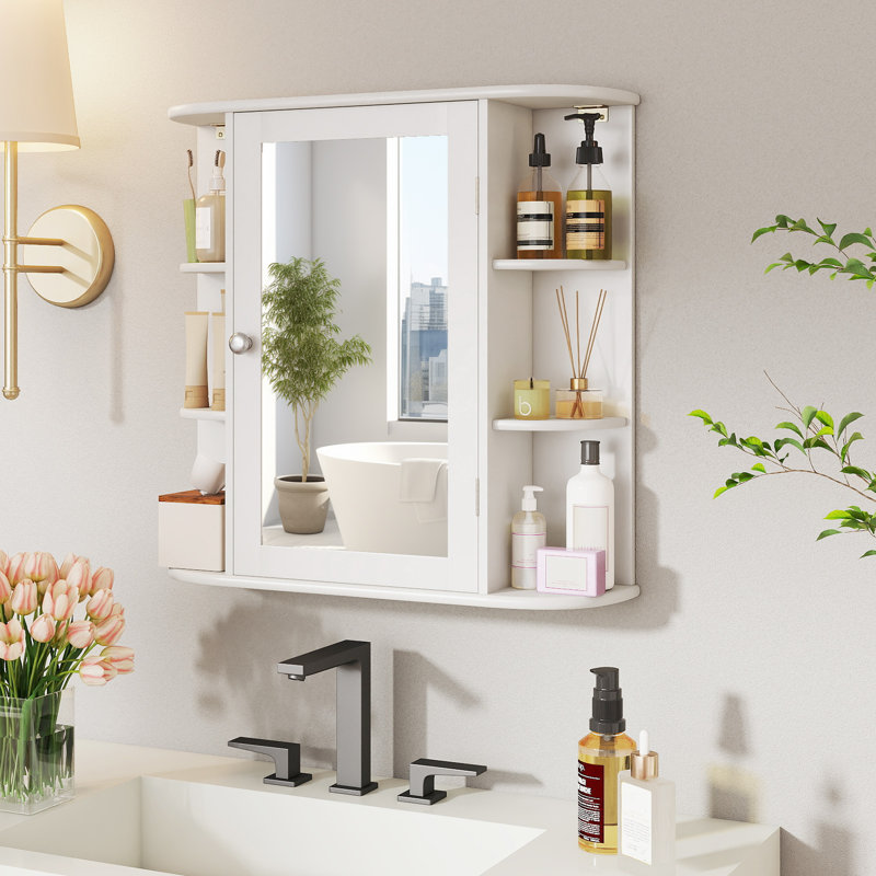 Armoire de salle de bain murale l 26 po x H 25 po x P 5 po Alinblot, Blanc