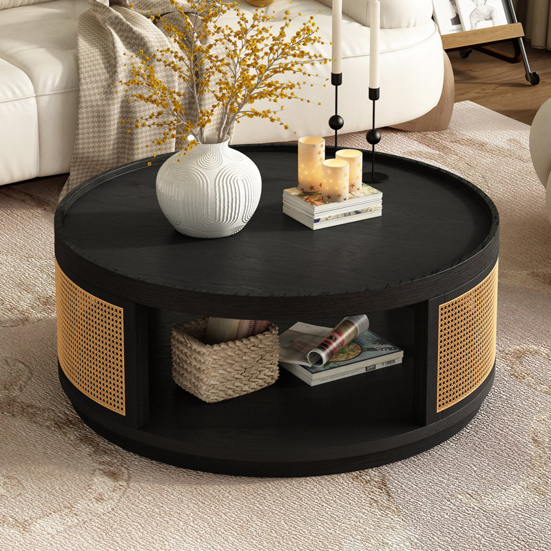 Table basse 37 po Mid-Century, Noir/naturel