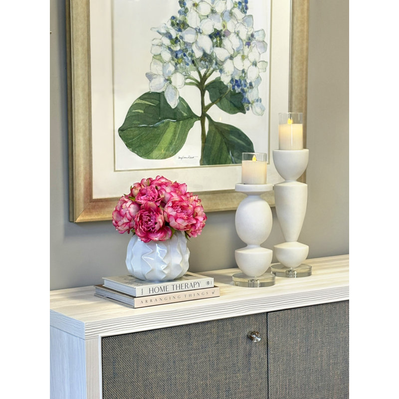 Peony Arrangement in a Wavy Glass Pot